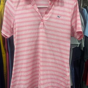 Vineyard Vines Pink and White Striped Performance Shirt size XS